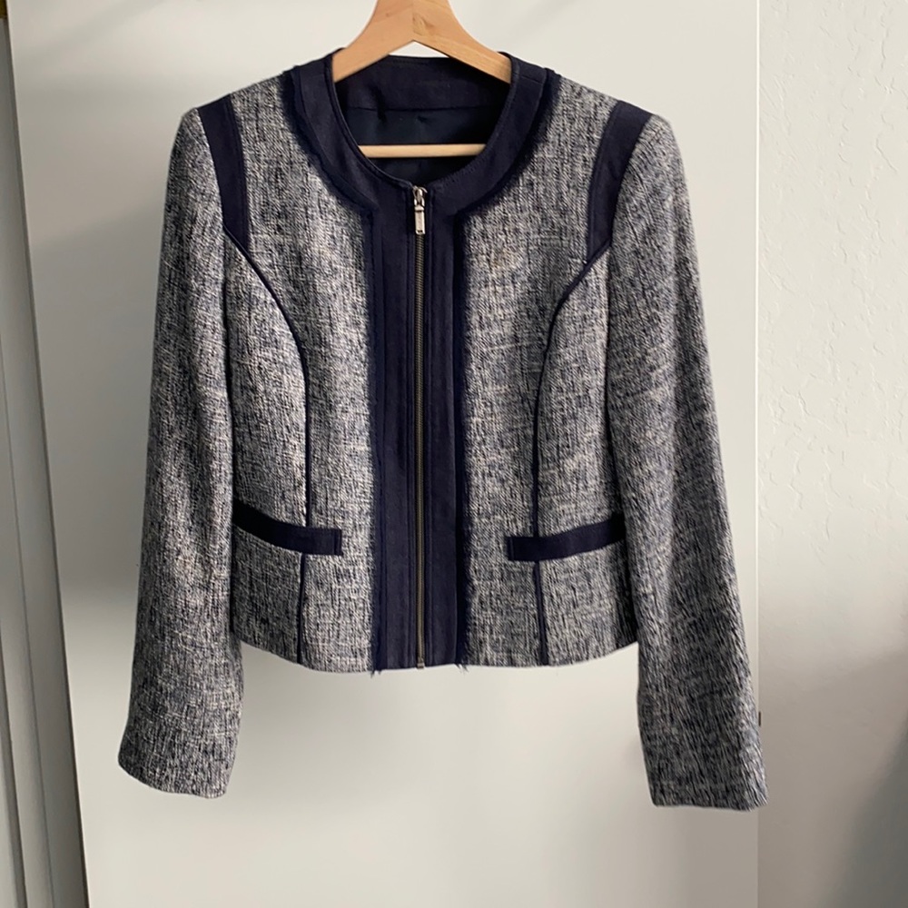 Tweed Blazer Jacket with Zip front